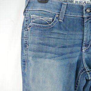 Ariat R.E.A.L Mid Rise Stretch Whipstitch Straight Jeans Womens Sz 33R Rainstorm
